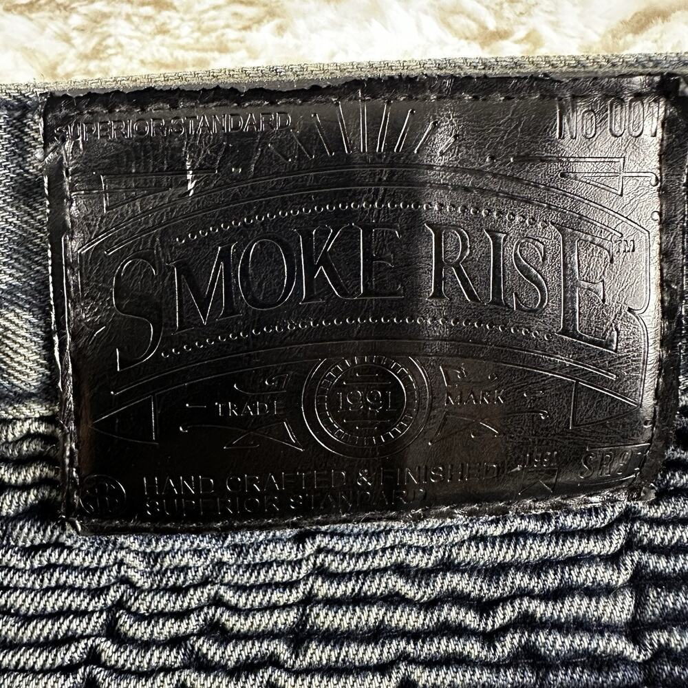 Smoke Rise Jeans Mens 36 (32” inseam) Dark Wash Ripped Distressed Moto - Picture 8 of 16